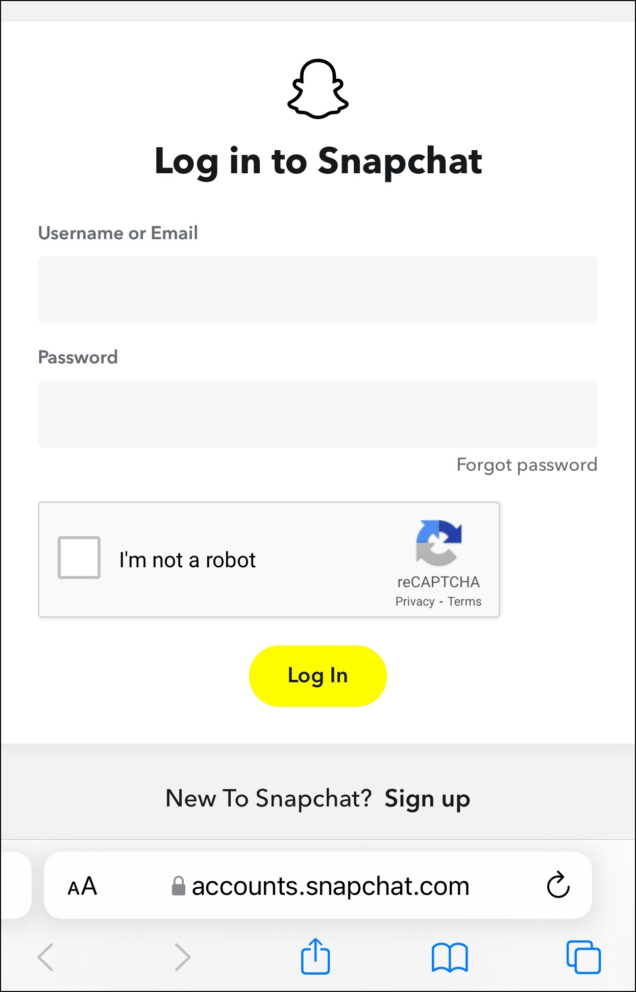 Log in to Snapchat from the website on mobile or PC browser if can't log in, sign in to Snapchat, password not working, or Could Not Connect error