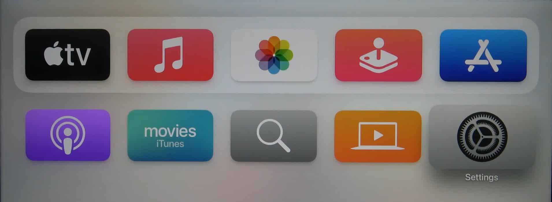 access Settings menu on Apple TV