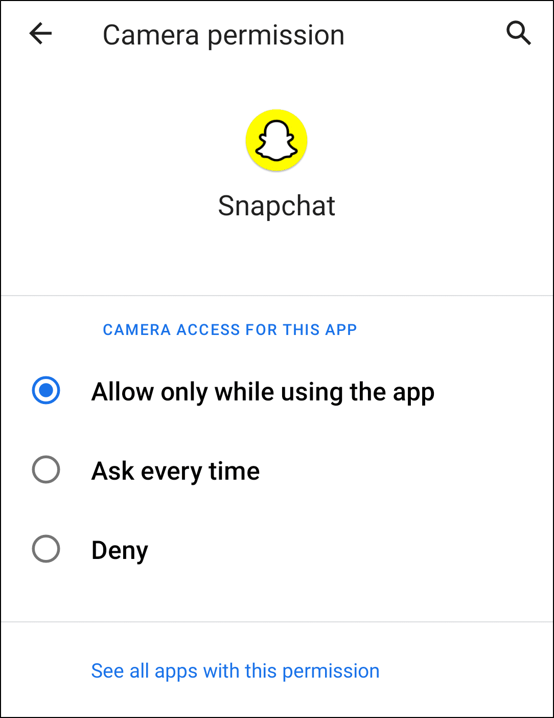 check and enable Snapchat app network and other permissions on Android to fix can't log in, sign in to Snapchat, password not working, or Could Not Connect error