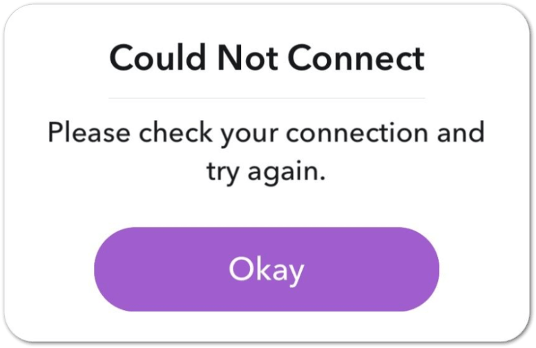 can't log in, sign in to Snapchat, password not working, or Could Not Connect error