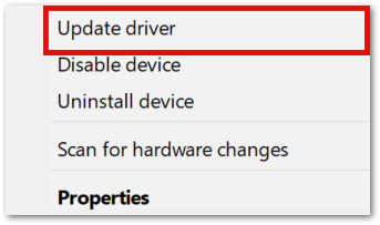 update the graphic card on Windows Device Manager settings to fix Amazon Prime Video keeps buffering, stopping, freezing or not loading, working, internet connection/streaming problems