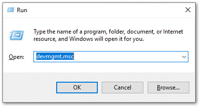 access Device Manager settings using Run prompt to update audio drivers and fix HBO Max no sound, audio, or volume not working or playing