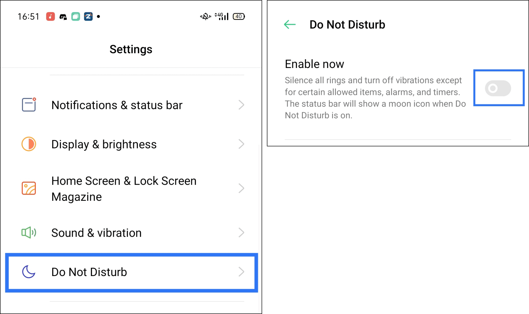 disable Do Not Disturb mode through device settings to fix HBO Max no sound, audio, or volume not working or playing