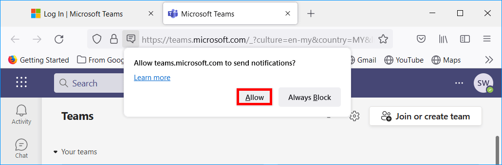 enable Microsoft Teams desktop notifications for web version to fix Microsoft Teams desktop notifications not working on Windows or macOS