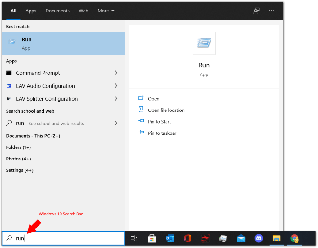 open run menu on Windows using Search or Win+R to clear Spotify app cache on Windows to fix Spotify app keeps crashing, closing, stopping, restarting randomly, quitting 