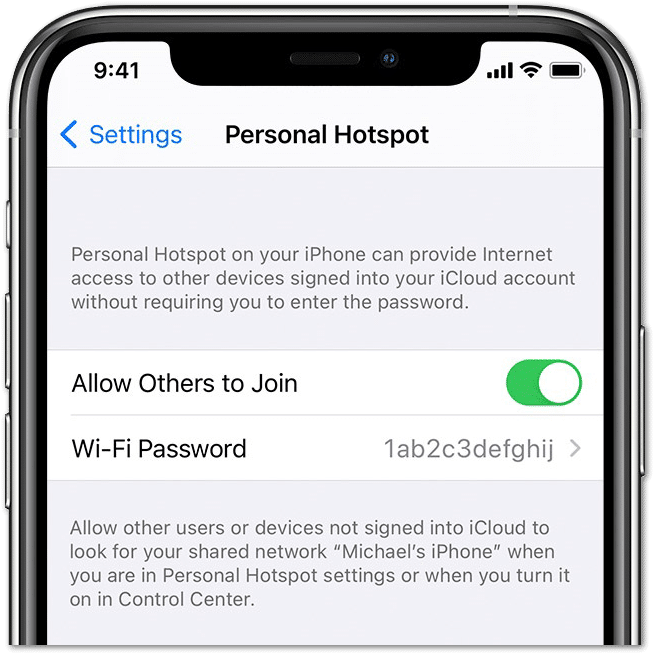 accessing Personal Hotspot or Mobile Tethering settings on iPhone to switch to a different network to fix Discord messages not sending, receiving, loading, updating or "Message Failed to Load" error
