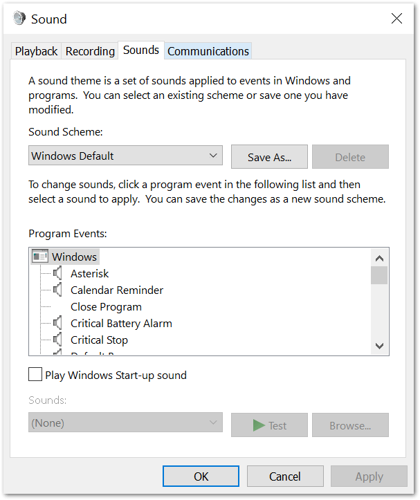 check the system sounds on Windows to fix YouTube no sound problem/issue, muted audio, sound delay or volume not working or playing