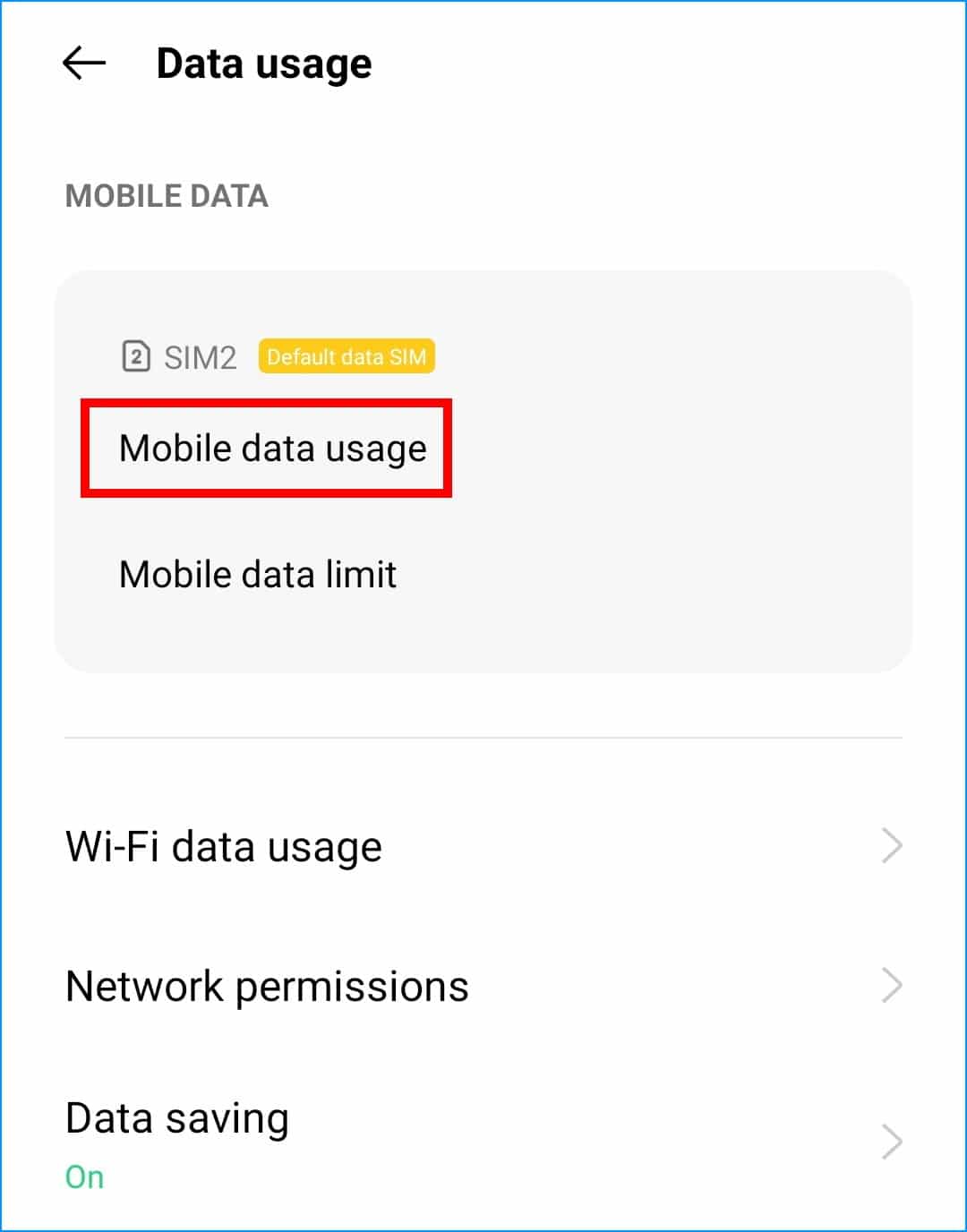 access Mobile Data Usage settings on Android to enable background data usage for app to fix Microsoft Teams mobile notifications not working or showing