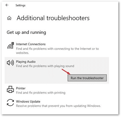 troubleshoot system or device audio using the built-in audio troubleshooter to fix YouTube no sound problem/issue, muted audio, sound delay or volume not working or playing