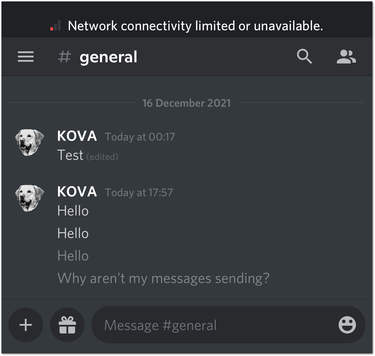Discord greyed out message or messages not sending