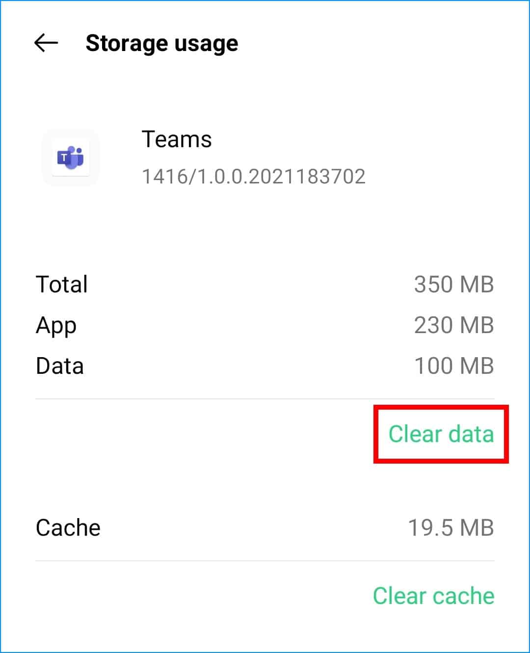 clear Microsoft Teams app cache and data on Android to fix mobile notifications not working or showing