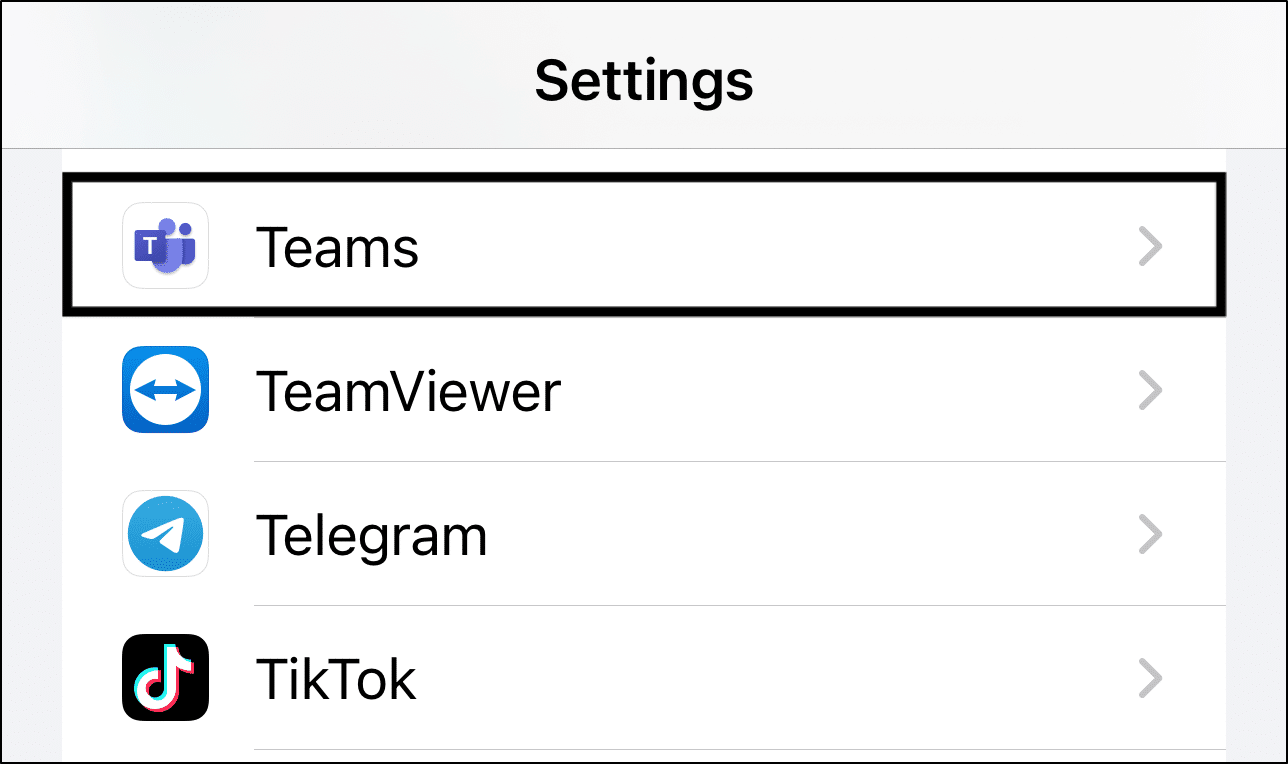 access Microsoft Teams system settings on iOS to enable system notification settings to fix Microsoft Teams mobile notifications not working or showing