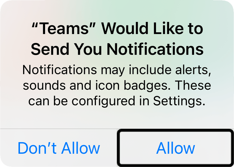 allow notifications for Microsoft Teams app to fix mobile notifications not working or showing