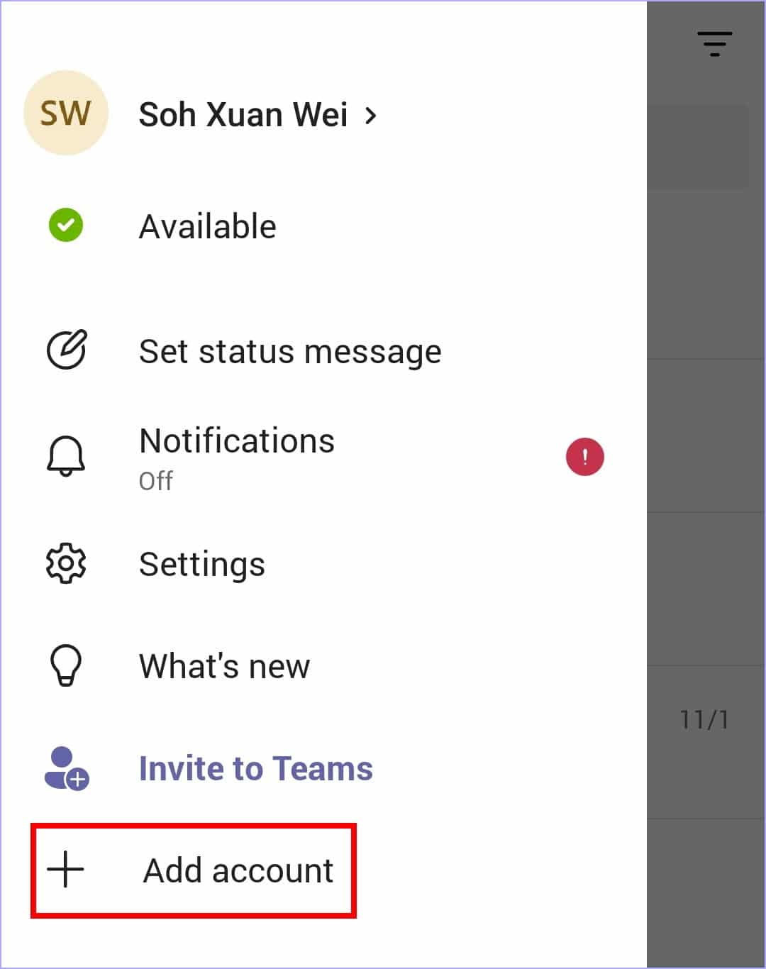 re-sign in to Microsoft Teams app by adding account to fix mobile notifications not working or showing on iOS or Android