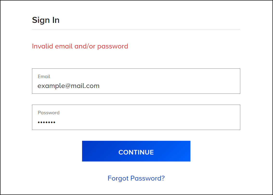 "Invalid email and/or password" error message or can't sign in to Paramount Plus or log in button not working