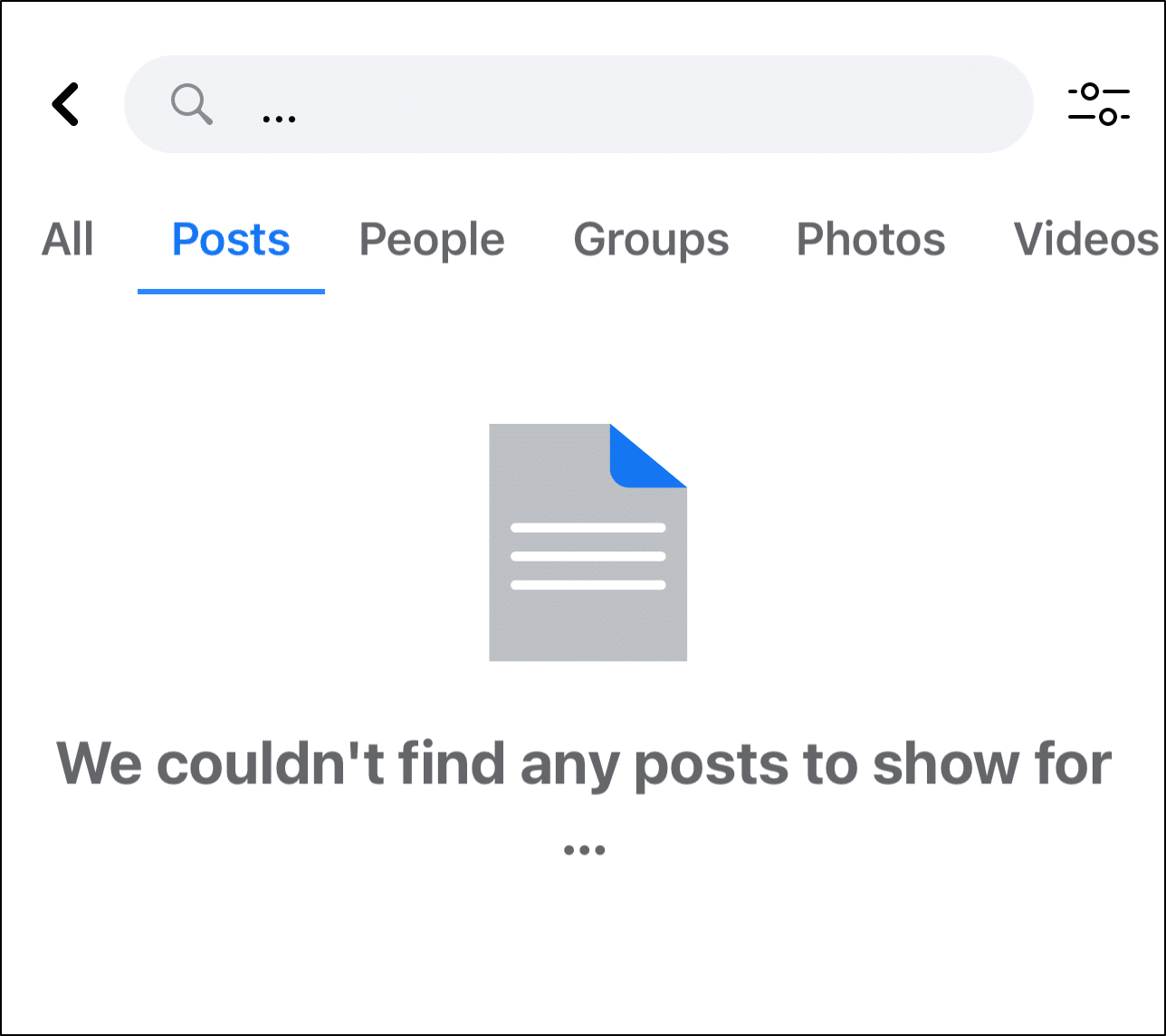 Facebook search bar or function not working or no results