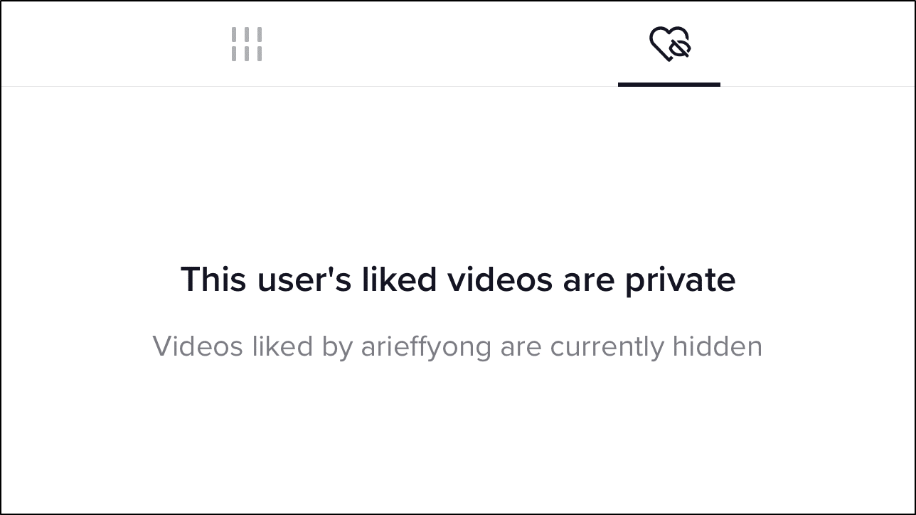 This user's TikTok liked videos are private