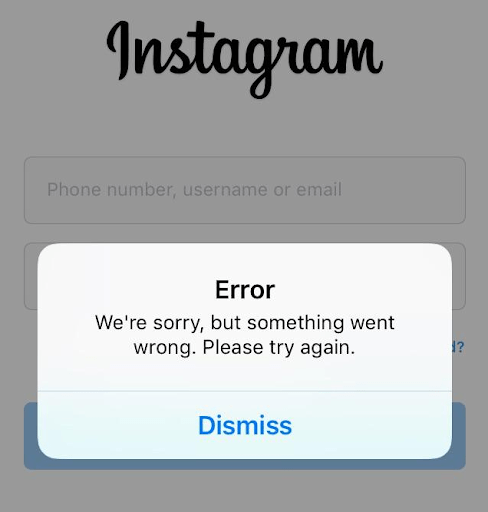 something went wrong, please try again later error on instagram when logging in