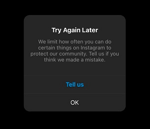 try again later error on instagram