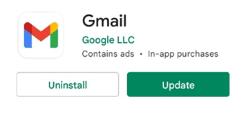 check and install updates for your gmail app to fix Gmail search not working, finding emails, or showing no results