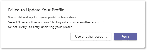 "Failed to Update Your Profile" error on Microsoft Teams and profile picture not showing