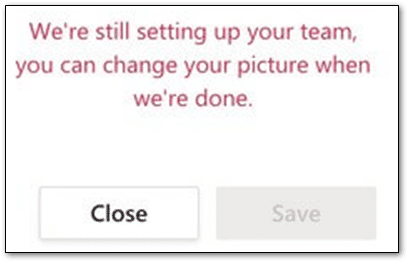 error message when users try to upload their new profile picture on Microsoft Teams