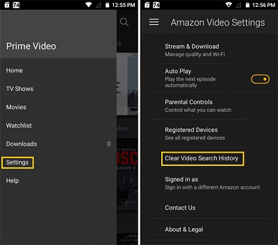 delete amazon prime video viewing history to fix Amazon Prime Video keeps buffering, stopping, freezing or not loading, working, internet connection/streaming problems