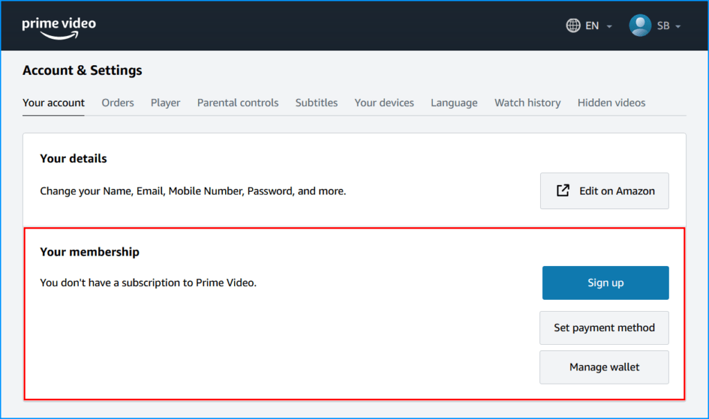 check you amazon prime subscription status if not playing stream or titles/movies or the video player not working, Video Unavailable, Something Went Wrong error message