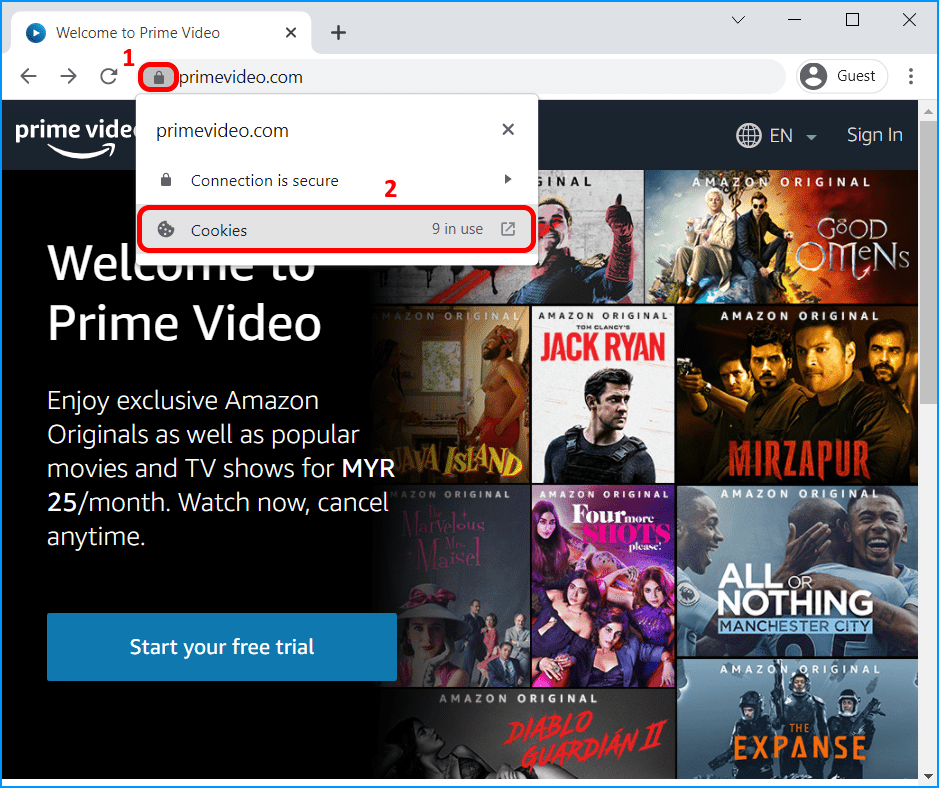 Clear the Amazon Prime Video Cache and Data on Your Web Browser to fix not playing stream or titles/movies or the video player not working, Video Unavailable, Something Went Wrong error message