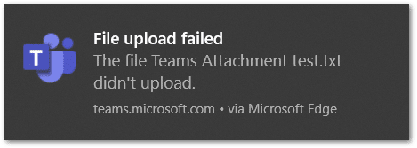 Microsoft Teams File upload failed error