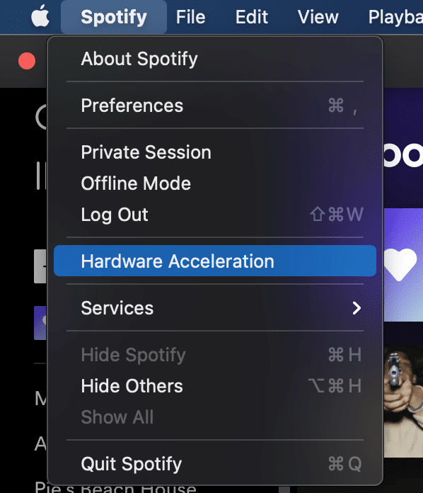 Disable Hardware Acceleration for Spotify on macOS to fix Spotify app keeps crashing, closing, stopping, restarting randomly, quitting