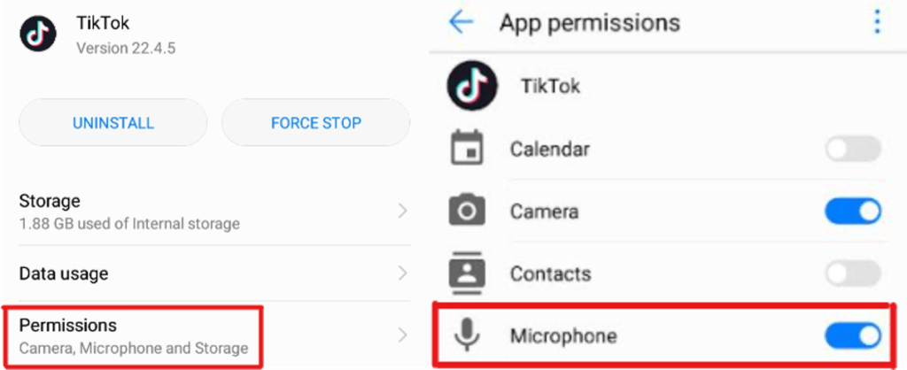 Enable Microphone Access for the TikTok App in the Privacy Settings to fix TikTok no sound, audio sync, volume, or microphone not working