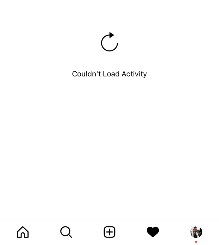 couldn't load activity instagram error