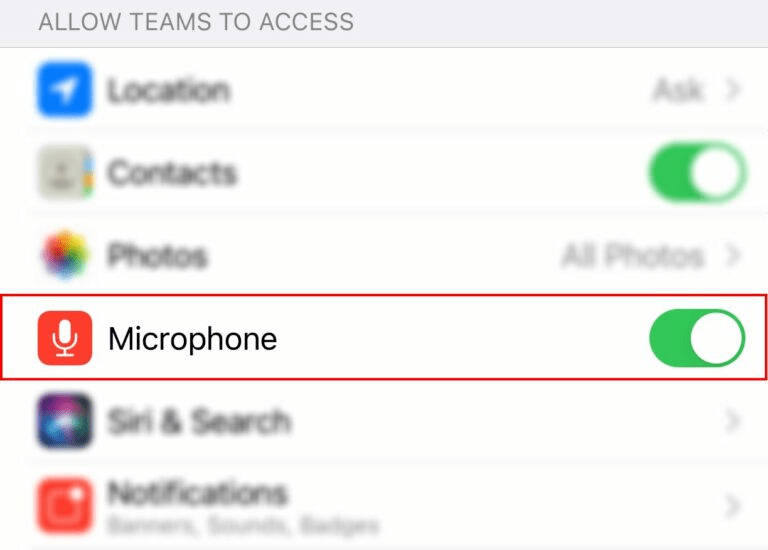 allow microphone for teams on ios/iphone to fix teams microphone not working or audio issues