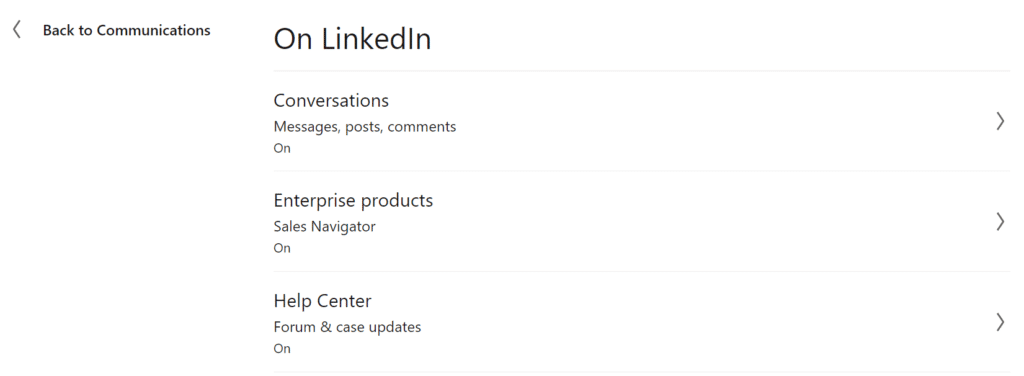 select the options you'd like to receive linkedin notifications for to fix LinkedIn notifications or alerts not working or showing