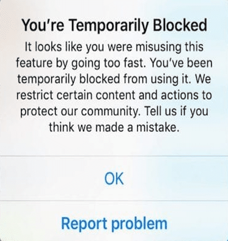 instagram has blocked certain actions from your account causing hashtags not showing or working on posts, reels or stories