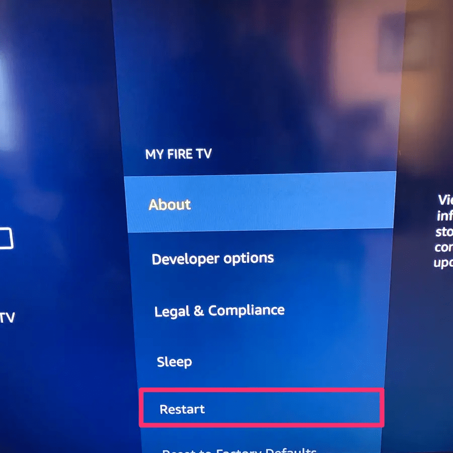 restart amazon fire tv and android tv to fix Apple TV+ video unavailable, not working, loading, playing, keeps buffering or streaming issues