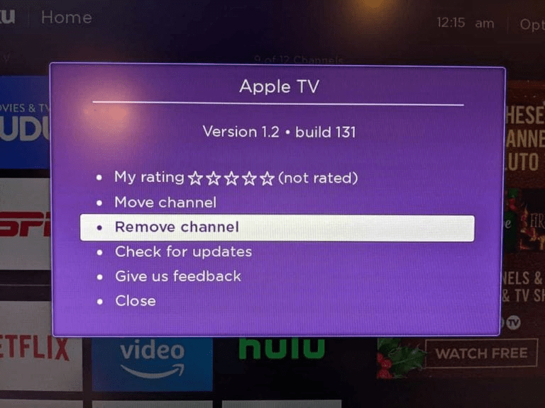 Reinstall the Apple TV+ channel on your Roku device to fix Apple TV+ video unavailable, not working, loading, playing, keeps buffering or streaming issues