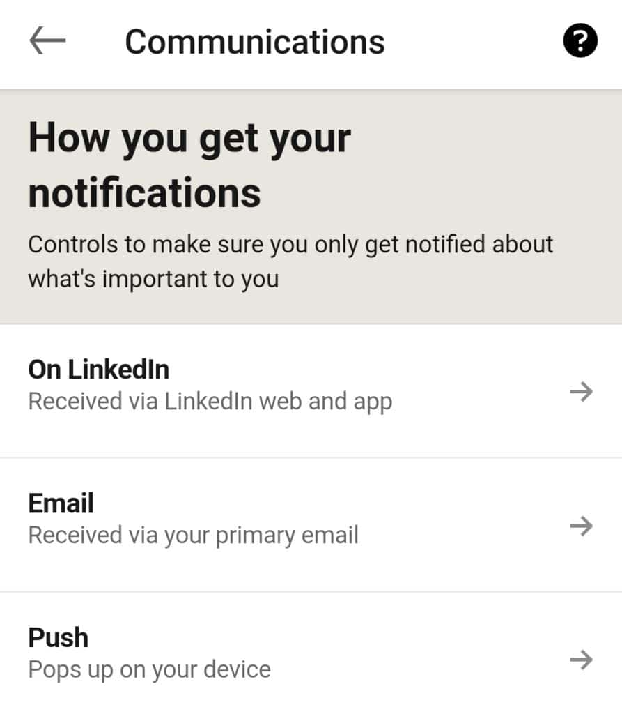 Turn Off and On the LinkedIn Notifications Settings on Mobile Device to fix LinkedIn notifications or alerts not working or showing