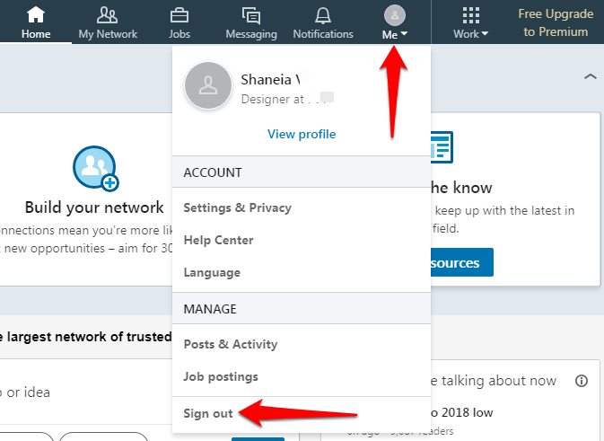 log out and log back in to your linkedin account to fix LinkedIn notifications or alerts not working or showing