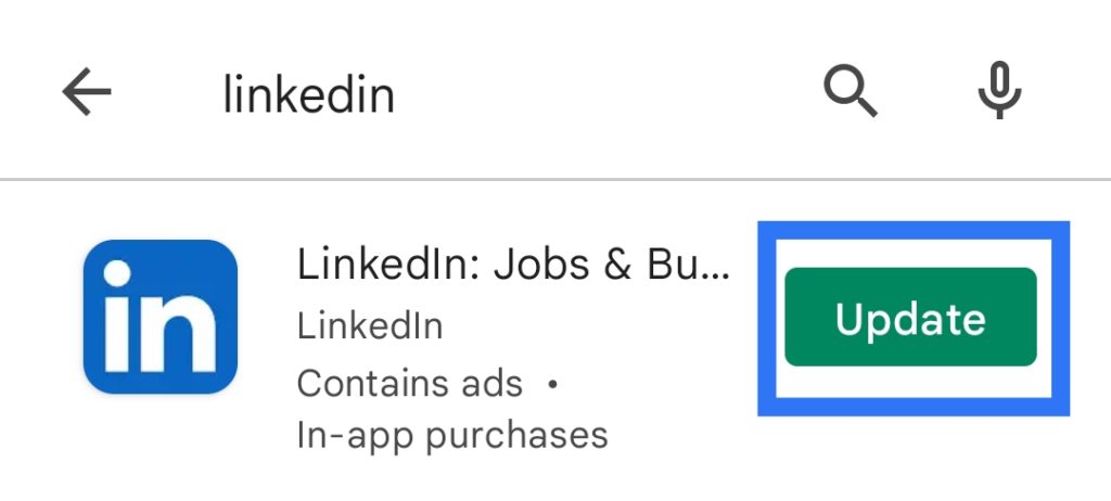 update your linkedin app to fix LinkedIn notifications or alerts not working or showing