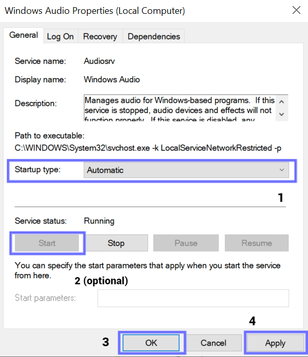 check and configure the windows audio services to fix Microsoft Teams no sound, poor audio quality, voice delay, echo issue or unmute/microphone not working, detected or recognizing