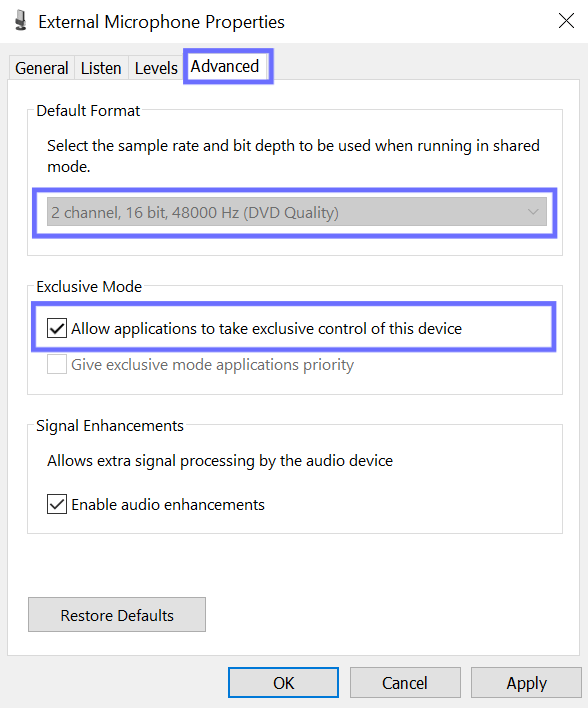 configure audio and microphone settings on windows to fix teams microphone not working or audio issues