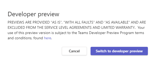 switch teams to public/developer mode to fix Microsoft Teams contacts and calendar not showing, updating, or syncing with Outlook