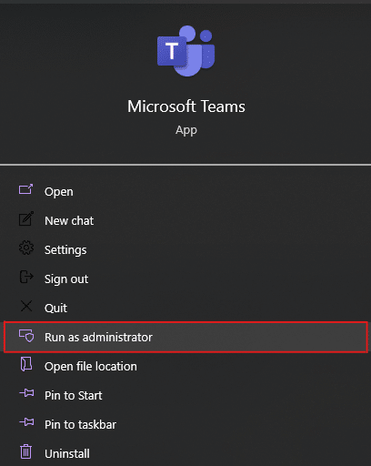 Launch the Microsoft Teams Installer/Client as Administrator to fix can't download, install or update Microsoft Teams or msi installer not working or Failed to Extract Installer problem