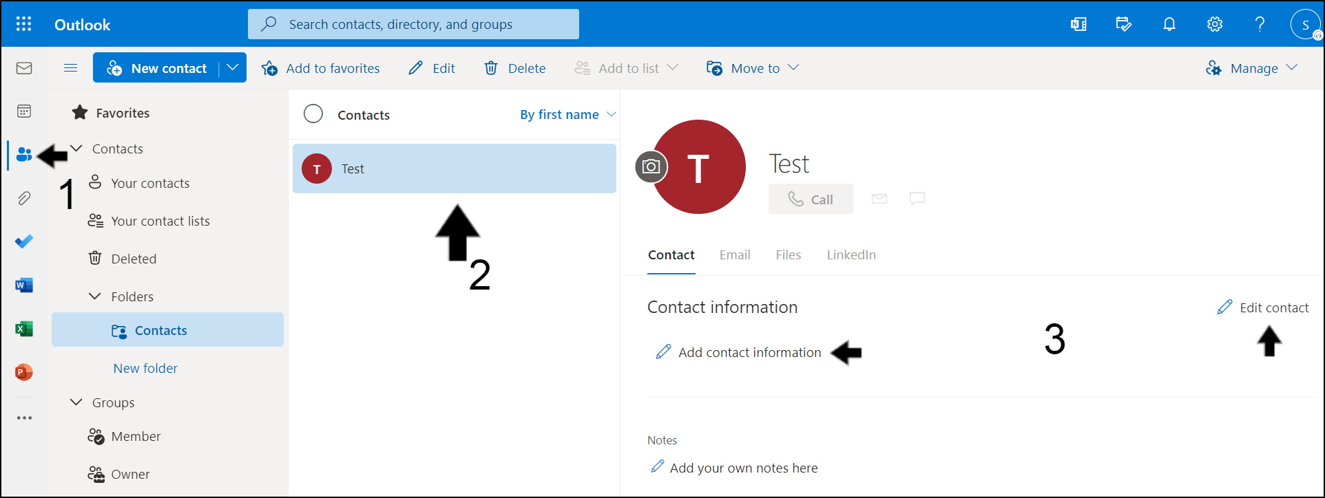 update contacts' information on Outlook to fix Microsoft Teams contacts and calendar not showing, updating, or syncing with Outlook
