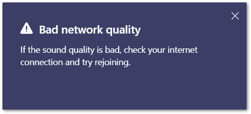 Microsoft Teams Bad network quality error message causing no sound, poor audio quality, voice delay, echo issue or unmute/microphone not working, detected or recognizing