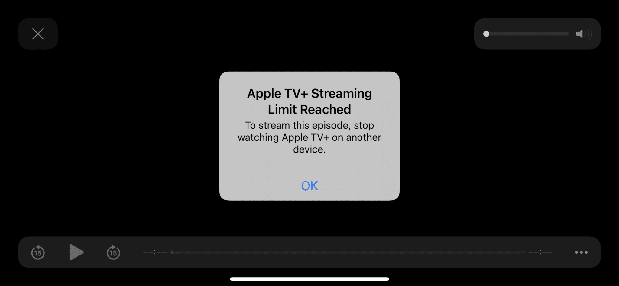 Apple TV+ Streaming Limit Reached error message causing the stream not working, loading, playing, keep buffering issues