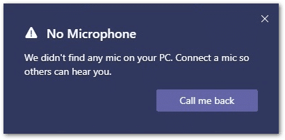 No Microphone error message causing Microsoft Teams no sound, poor audio quality, voice delay, echo issue or unmute/microphone not working, detected or recognizing