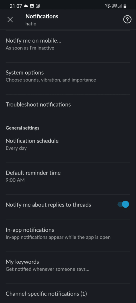 Check per-channel notifications to fix Slack mobile notifications not working